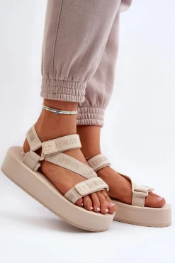 Sandały Damskie Na Platformie Big Star NN274A528 Beżowe