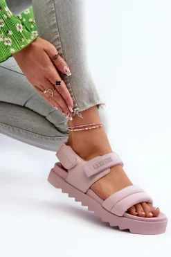 Sandały Damskie Na Platformie Big Star NN274753 Różowe