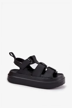 Sandały Damskie Na Platformie Czarne Nitavelia