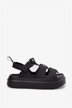 Sandały Damskie Na Platformie Czarne Nitavelia