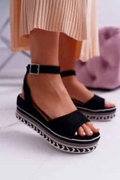 Sandały Damskie Na Platformie Czarne Arielle