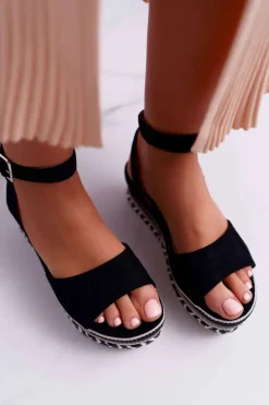 Sandały Damskie Na Platformie Czarne Arielle