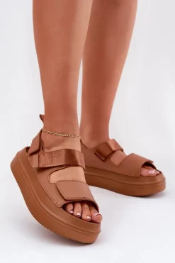Sandały Damskie Na Platformie Z Rzepami Camel Nitepira