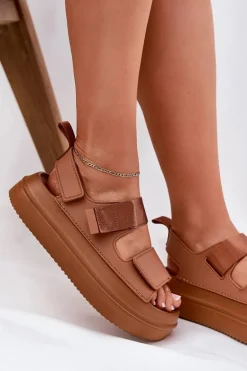 Sandały Damskie Na Platformie Z Rzepami Camel Nitepira