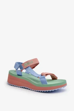 Sandały Damskie Na Platformie I Koturnie Big Star NN274A055 Niebieskie