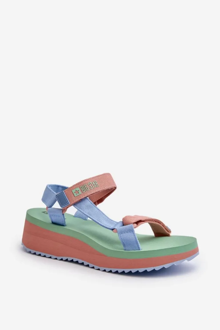 Sandały Damskie Na Platformie I Koturnie Big Star NN274A055 Niebieskie