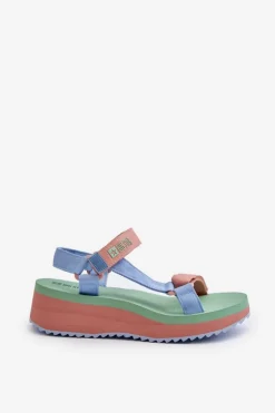 Sandały Damskie Na Platformie I Koturnie Big Star NN274A055 Niebieskie