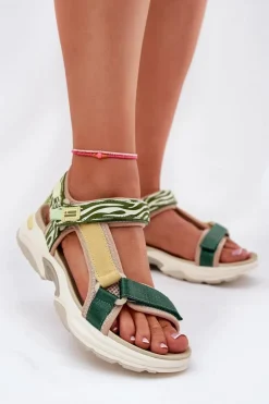 Sandały Damskie Na Rzepy D.Franklin DFSH406003 Zielone