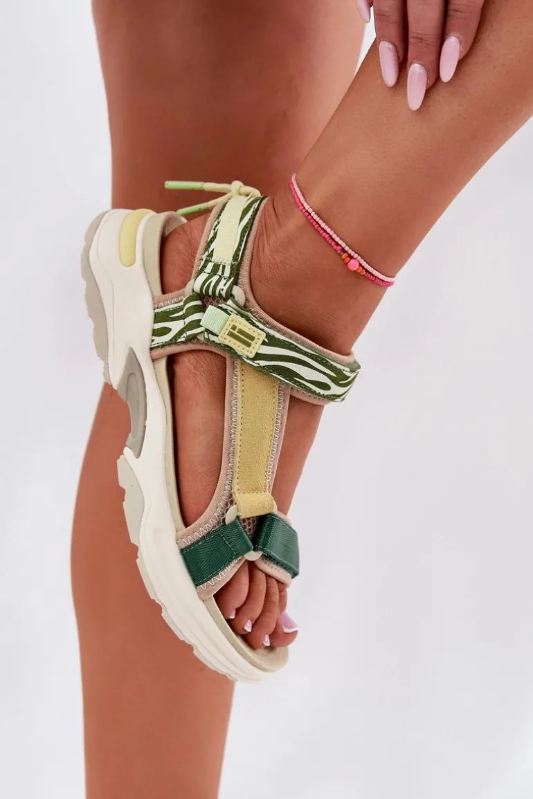 Sandały Damskie Na Rzepy D.Franklin DFSH406003 Zielone