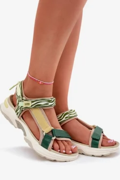 Sandały Damskie Na Rzepy D.Franklin DFSH406003 Zielone