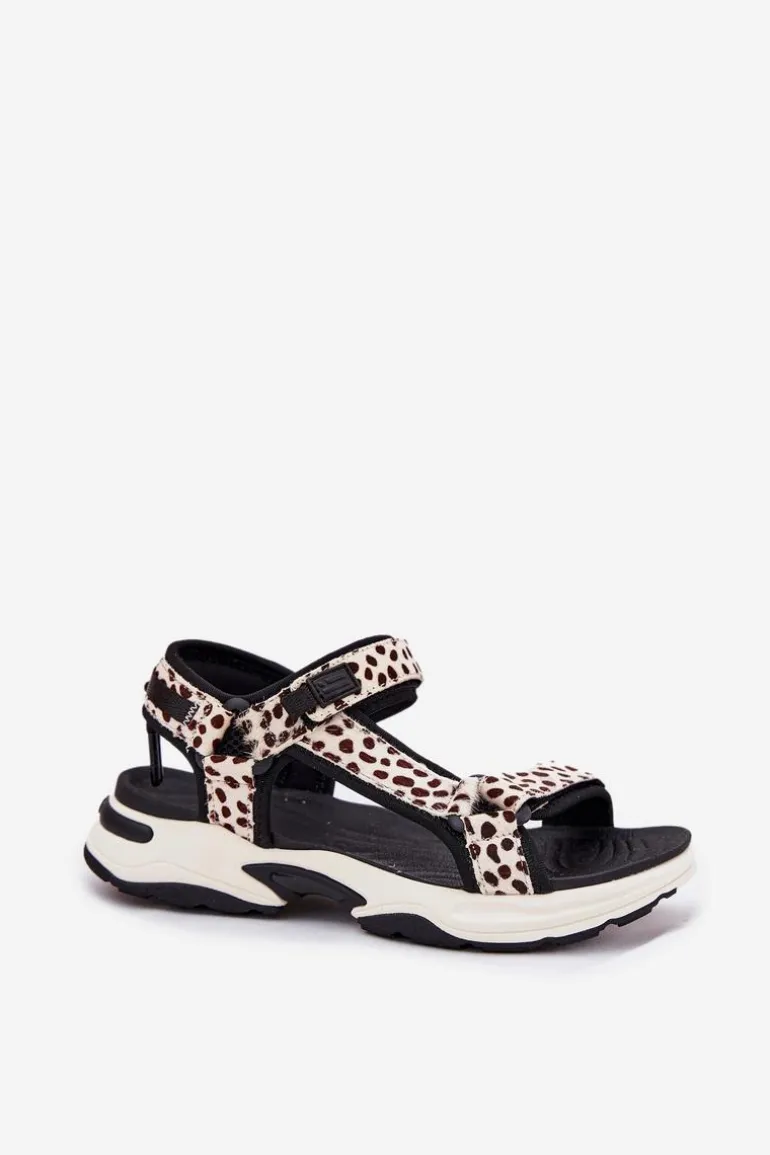 Sandały Damskie Na Rzepy D.Franklin DFSH406002 Czarno-Beżowe