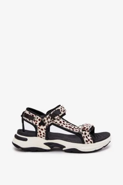 Sandały Damskie Na Rzepy D.Franklin DFSH406002 Czarno-Beżowe