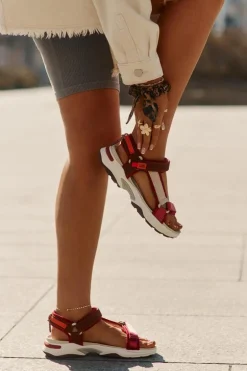 Sandały Damskie Na Rzepy D.Franklin DFSH406003 Bordowe