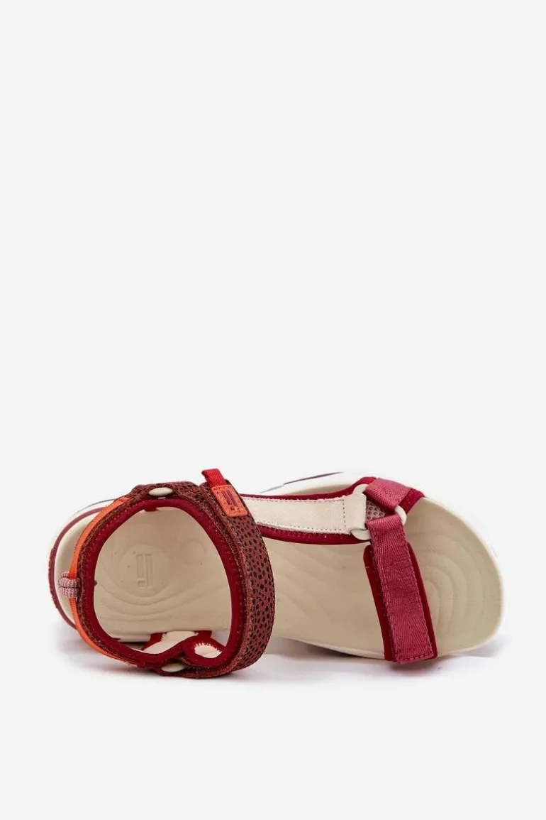 Sandały Damskie Na Rzepy D.Franklin DFSH406003 Bordowe