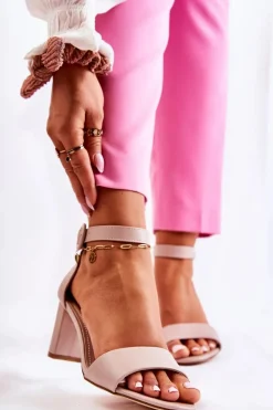 Sandały Damskie Na Słupku Beżowe Lexi