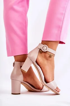 Sandały Damskie Na Słupku Beżowe Lexi