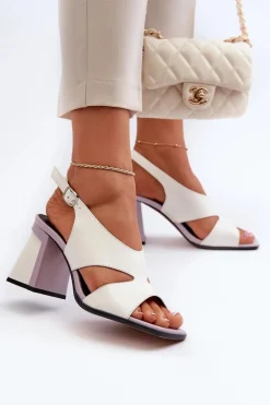 Sandały Damskie Na Słupku Białe D&A MR38-153