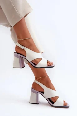 Sandały Damskie Na Słupku Białe D&A MR38-153