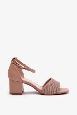Sandały Damskie Na Słupku Beżowe Desvia