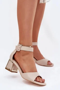 Sandały Damskie Na Słupku Beżowe Zennia