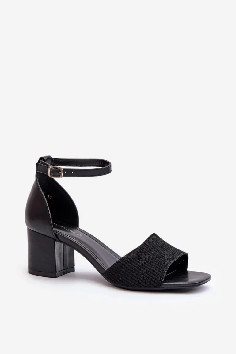 Sandały Damskie Na Słupku Czarne Desvia