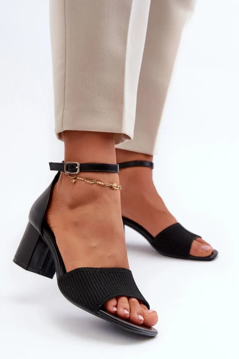 Sandały Damskie Na Słupku Czarne Desvia