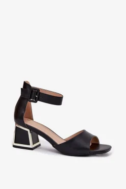 Sandały Damskie Na Słupku Czarne Zennia