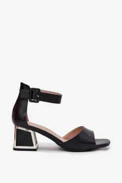 Sandały Damskie Na Słupku Czarne Zennia