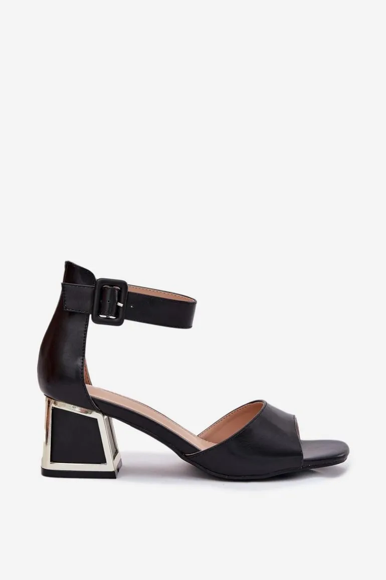 Sandały Damskie Na Słupku Czarne Zennia