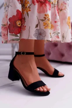 Sandały Damskie Na Słupku Czarne Zephira