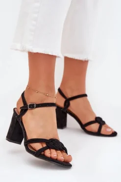 Sandały Damskie Na Słupku Czarne Mavira