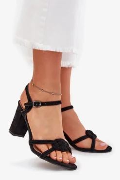 Sandały Damskie Na Słupku Czarne Mavira