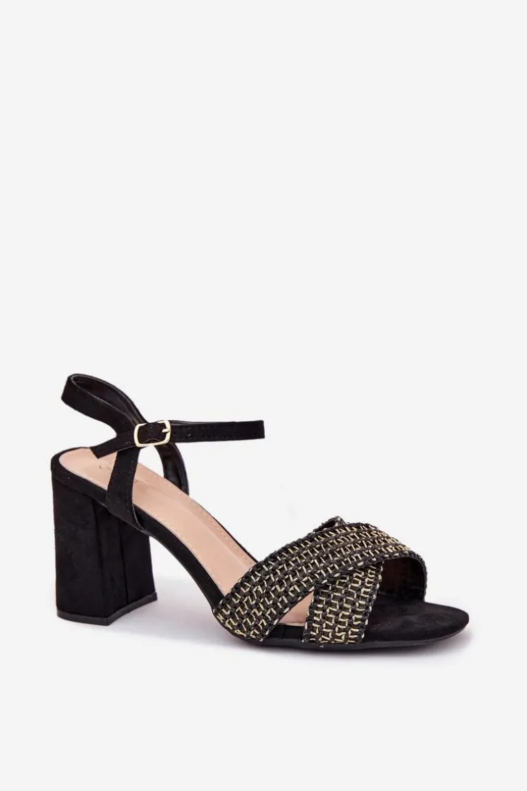 Sandały Damskie Na Słupku Czarne Almera