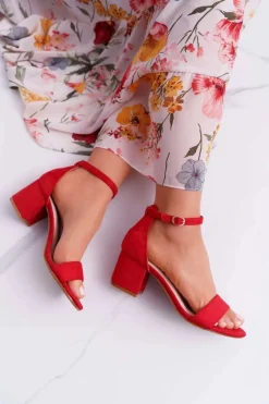 Sandały Damskie Na Słupku Czerwone Zephira