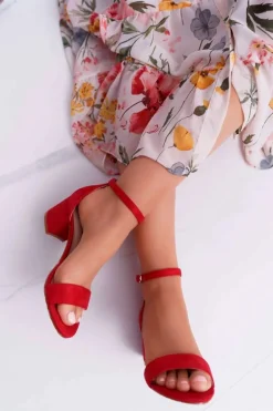 Sandały Damskie Na Słupku Czerwone Zephira
