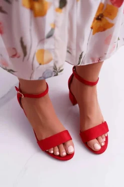 Sandały Damskie Na Słupku Czerwone Zephira
