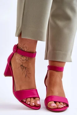 Sandały Damskie Na Słupku Fuksja Lexi