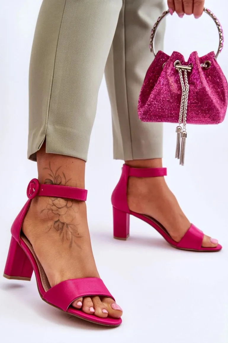 Sandały Damskie Na Słupku Fuksja Lexi