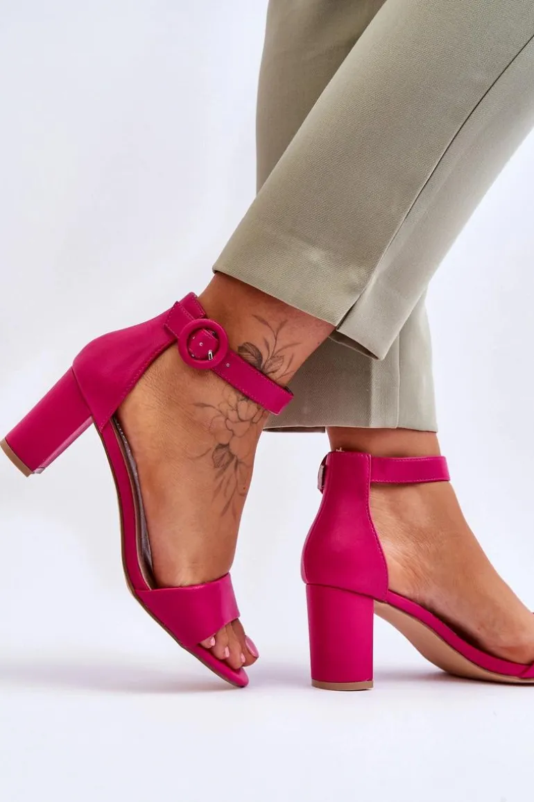 Sandały Damskie Na Słupku Fuksja Lexi
