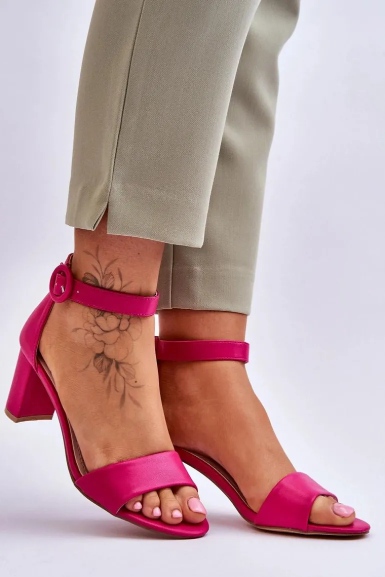 Sandały Damskie Na Słupku Fuksja Lexi