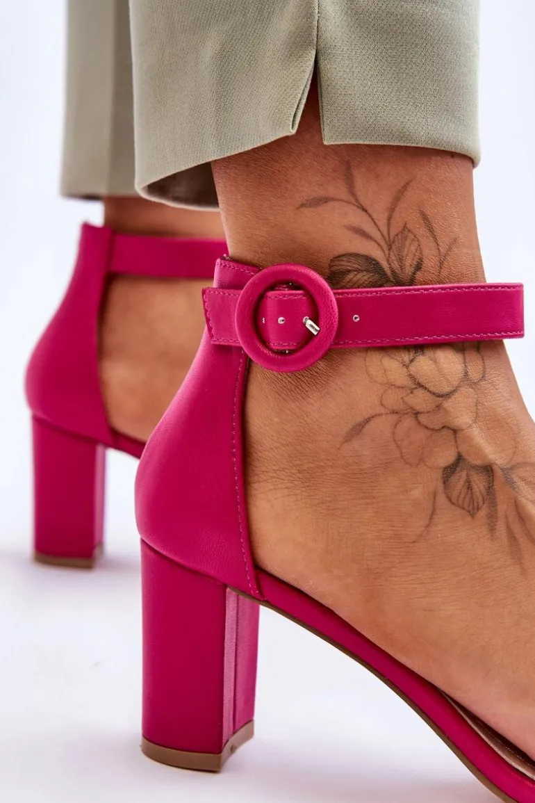 Sandały Damskie Na Słupku Fuksja Lexi