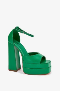 Sandały Damskie Na Słupku I Platformie Zielone Beloria