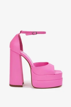 Sandały Damskie Na Słupku I Platformie Różowe Beloria