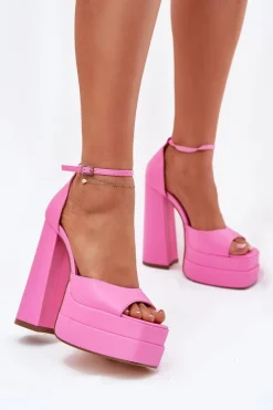 Sandały Damskie Na Słupku I Platformie Różowe Beloria
