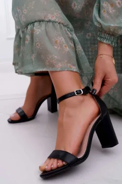 Sandały Damskie Na Słupku Klasyczne Czarne Fiji