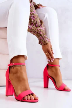 Sandały Damskie Na Słupku Neon Róż Anastasie