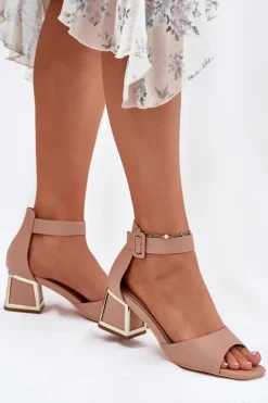 Sandały Damskie Na Słupku Nude Zennia