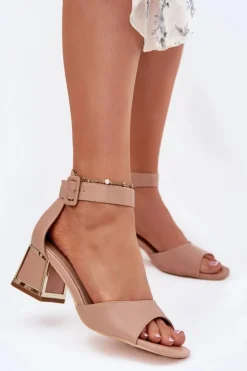 Sandały Damskie Na Słupku Nude Zennia