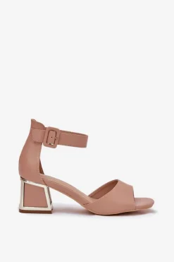 Sandały Damskie Na Słupku Nude Zennia