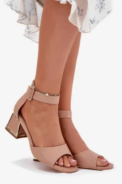 Sandały Damskie Na Słupku Nude Zennia